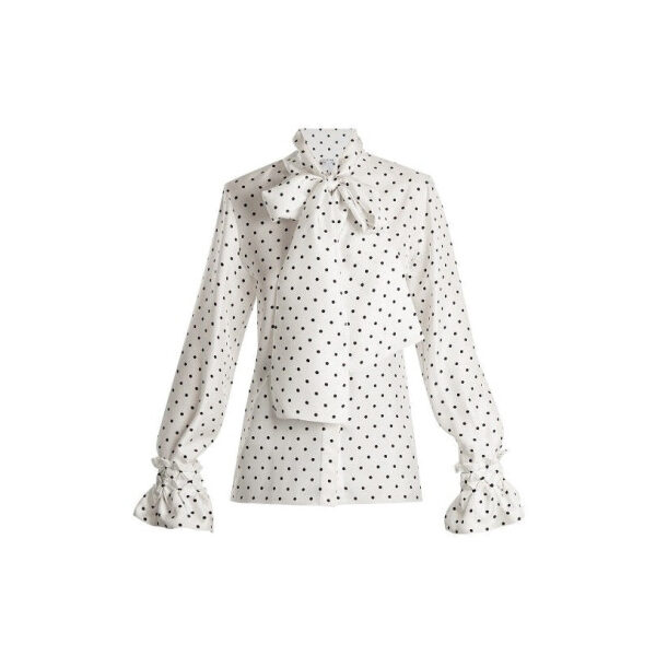 Loewe White & Black Polka Dot Blouse