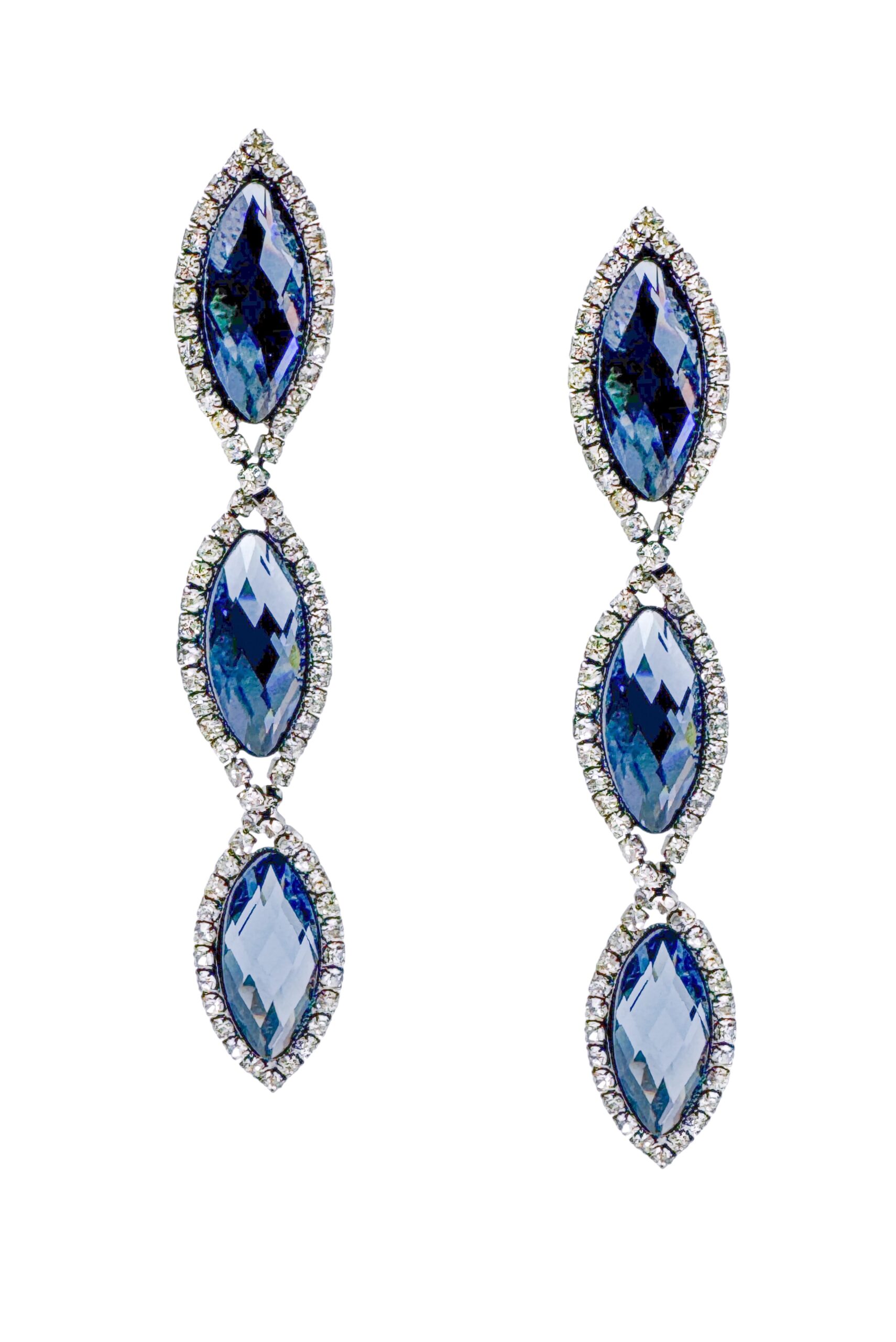 Vintage Amethyst Crystal & Pavé 3 Tier Marquise Drop Earrings Vintage Amethyst Crystal & Pavé 3 Tier Marquise Drop Earrings