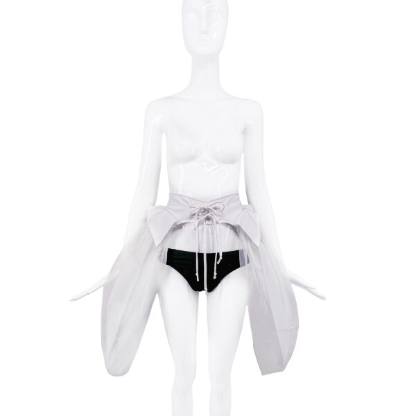 Aganovich White Tulle Peplum Skirt Belt