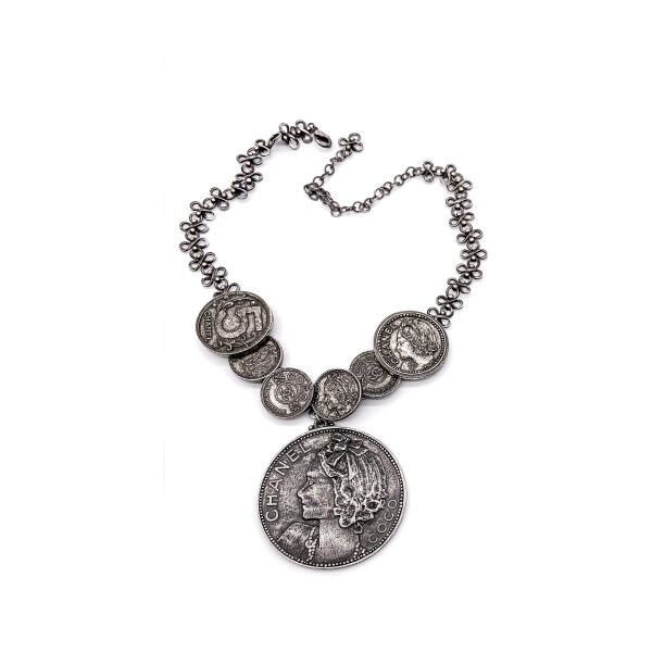 Chanel Gunmetal Coin Necklace SS2003