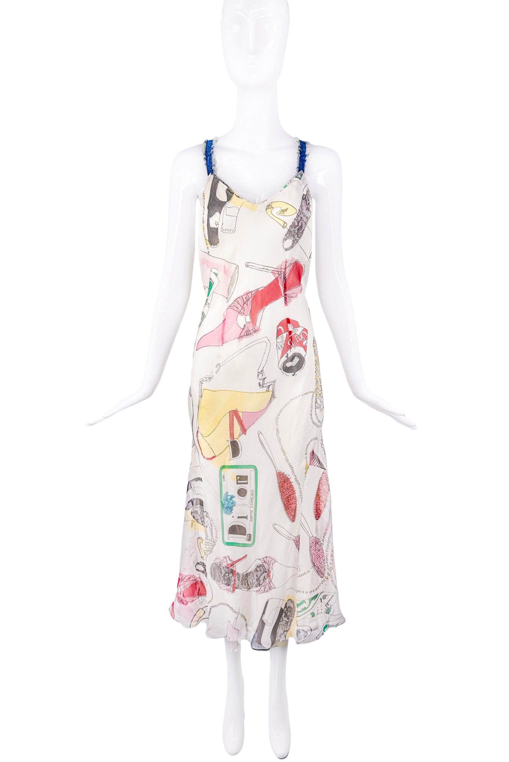 Christian Dior by John Galliano Multi Color Print Dress Spring 2001 Christian Dior by John Galliano Multi Color Print Dress Spring 2001