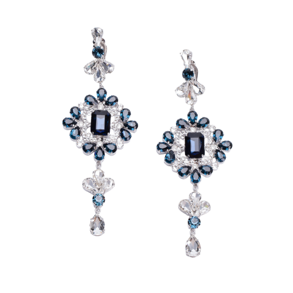 DSquared D2 Blue Sapphire Crystal Flower Drop Earrings