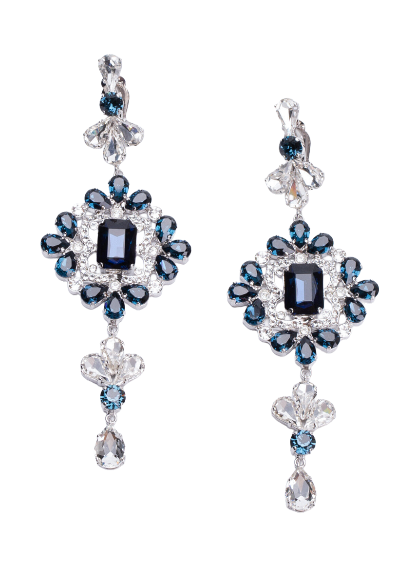 DSquared D2 Blue Sapphire Crystal Flower Drop Earrings DSquared D2 Blue Sapphire Crystal Flower Drop Earrings