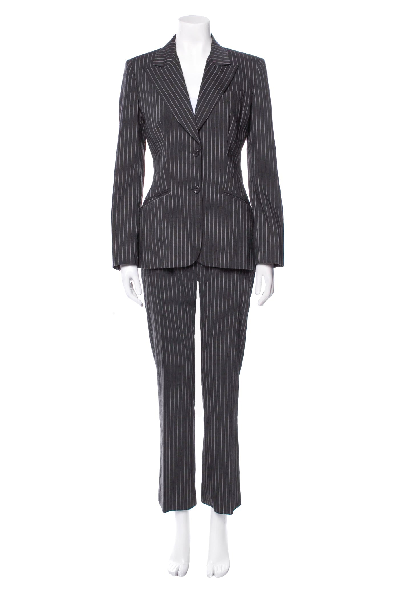 Dolce Gabbana Dark Gray Black Pin Stripe Suit Dolce Gabbana Dark Gray Black Pin Stripe Suit