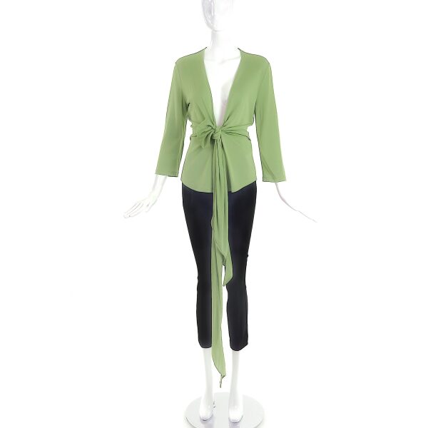 Givenchy Light Green V-Neck Top with Bow