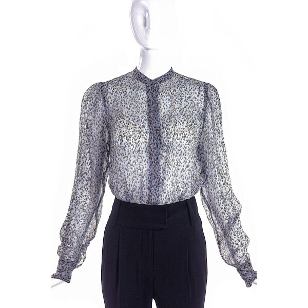 Dries van Noten Sheer Animal print with Lurex Blouse