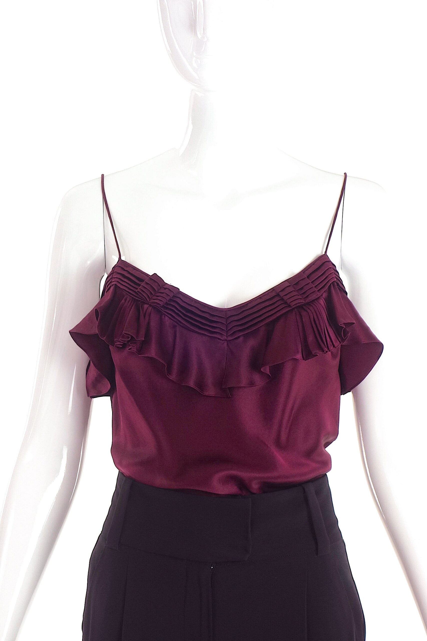 John Galliano Burgundy Ruffle Camisole Top John Galliano Burgundy Ruffle Camisole Top