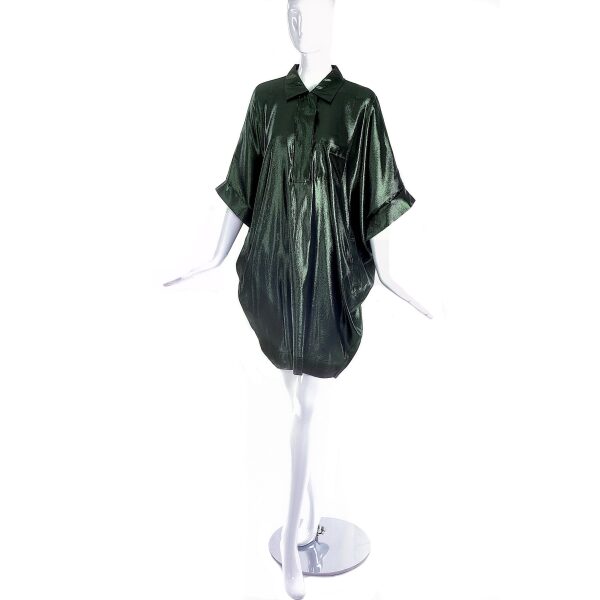 Lanvin Metallic Green Cocoon Shirt Dress