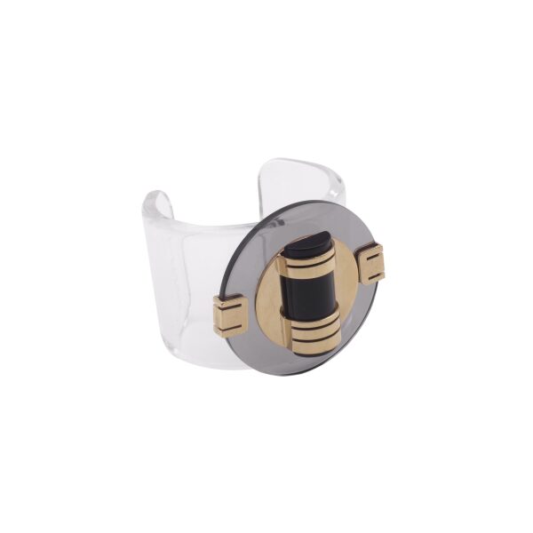 Gianfranco Ferré Lucite Cuff Bracelet with Gold and Black Detail – BOUTIQUE PURCHASE PRICE