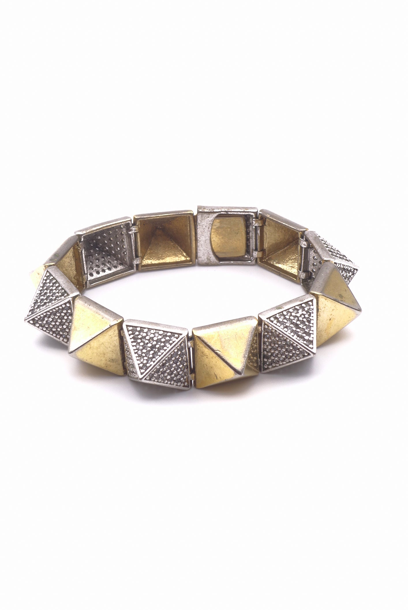 Eddie Borgo Pyramid Gold and Silver with Pavé Crystals Bracelet Eddie Borgo Pyramid Gold and Silver with Pavé Crystals Bracelet