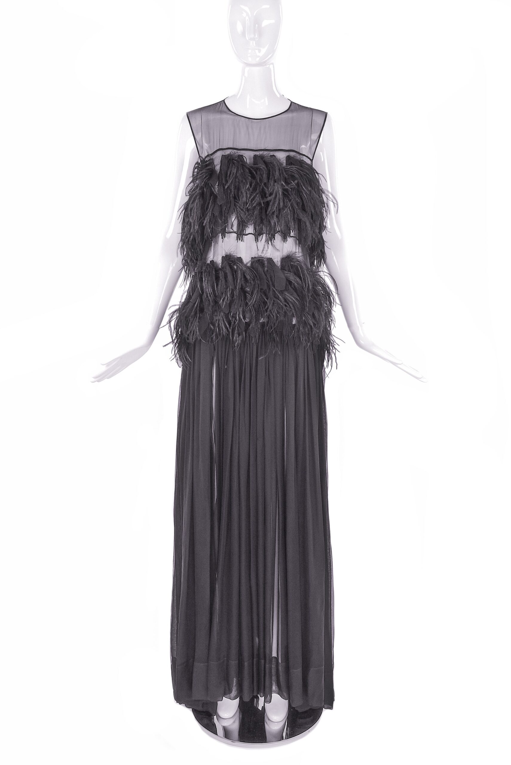 Vionnet Chiffon Feather Gown Dress Vionnet Chiffon Feather Gown Dress
