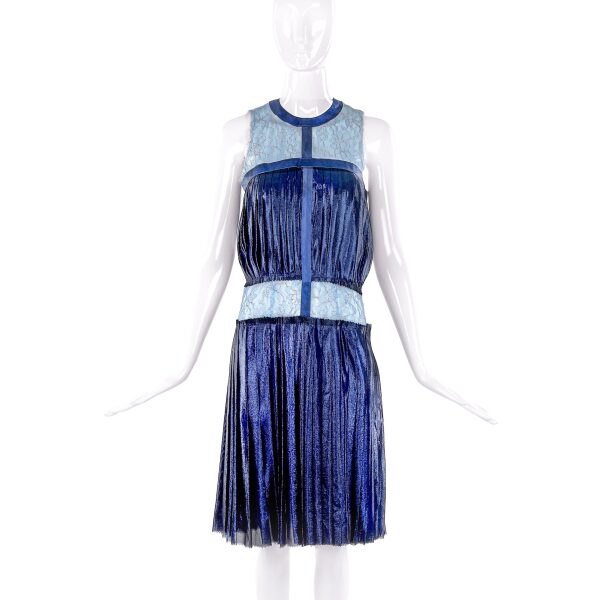 Rodarte Metallic Blue Pleated Dress