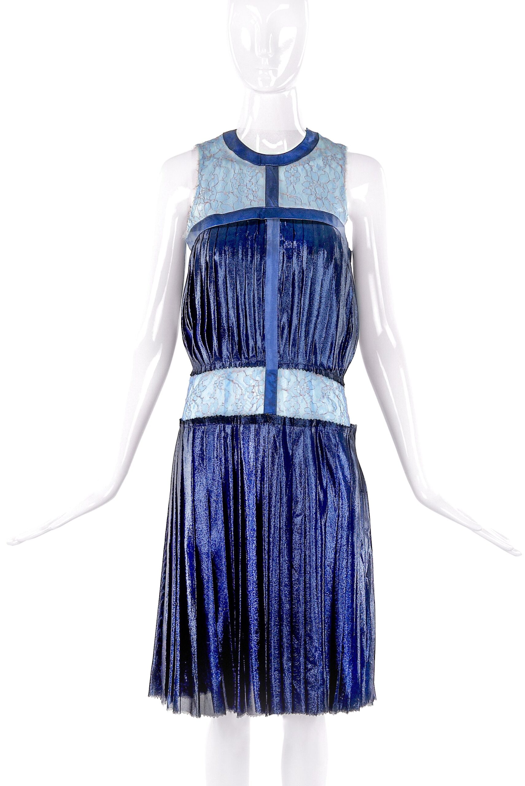 Rodarte Metallic Blue Pleated Dress Rodarte Metallic Blue Pleated Dress