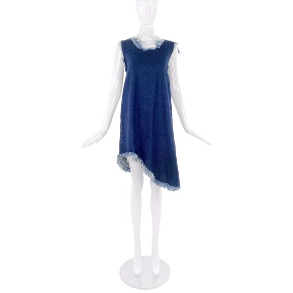 Marques Almeida Blue Denim Shift Dress with Fray Edges