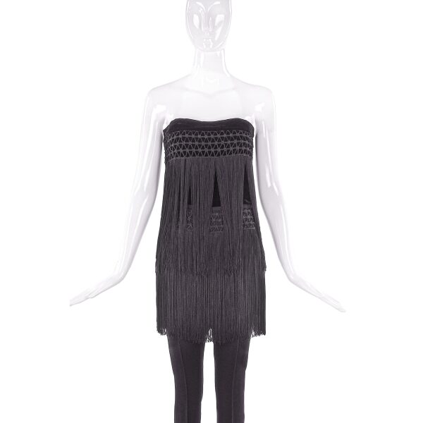 Valentino Night Black Velvet with Fringe Strapless Pant Set