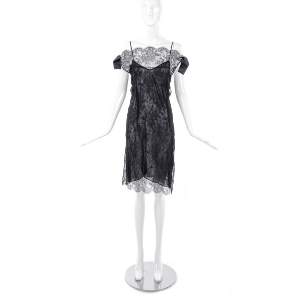 Alessandro Dell’Acqua Black Lace and Chiffon Negligee Dress