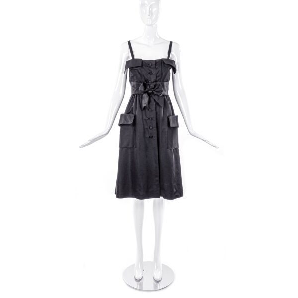 Geoffrey Beene Satin Dress with Pockets and a Bow - BOUTIQUE PURCHASE PRICE