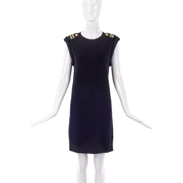 Neil Barrett Black Sweater Dress with Epaulet Shoulder Details