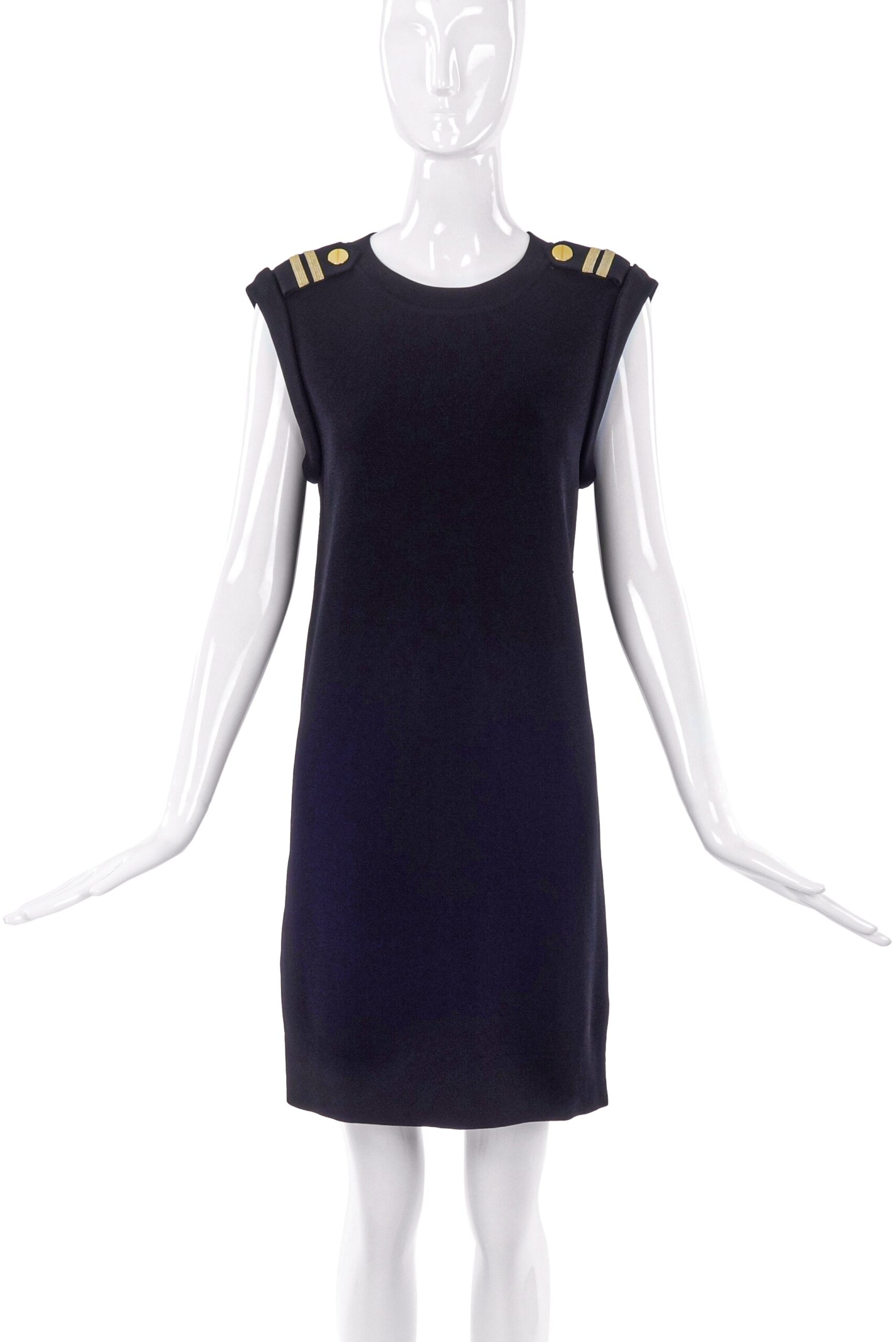 Neil Barrett Black Sweater Dress with Epaulet Shoulder Details Neil Barrett Black Sweater Dress with Epaulet Shoulder Details