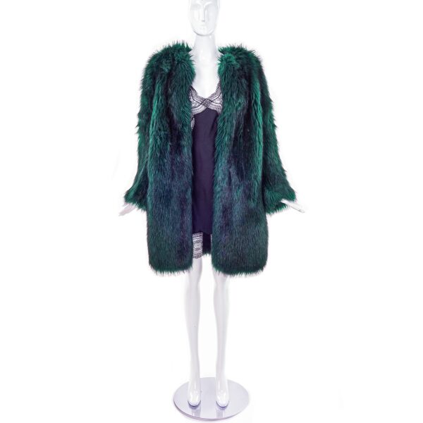 Dries Van Noten Emerald Green Faux Fur Coat
