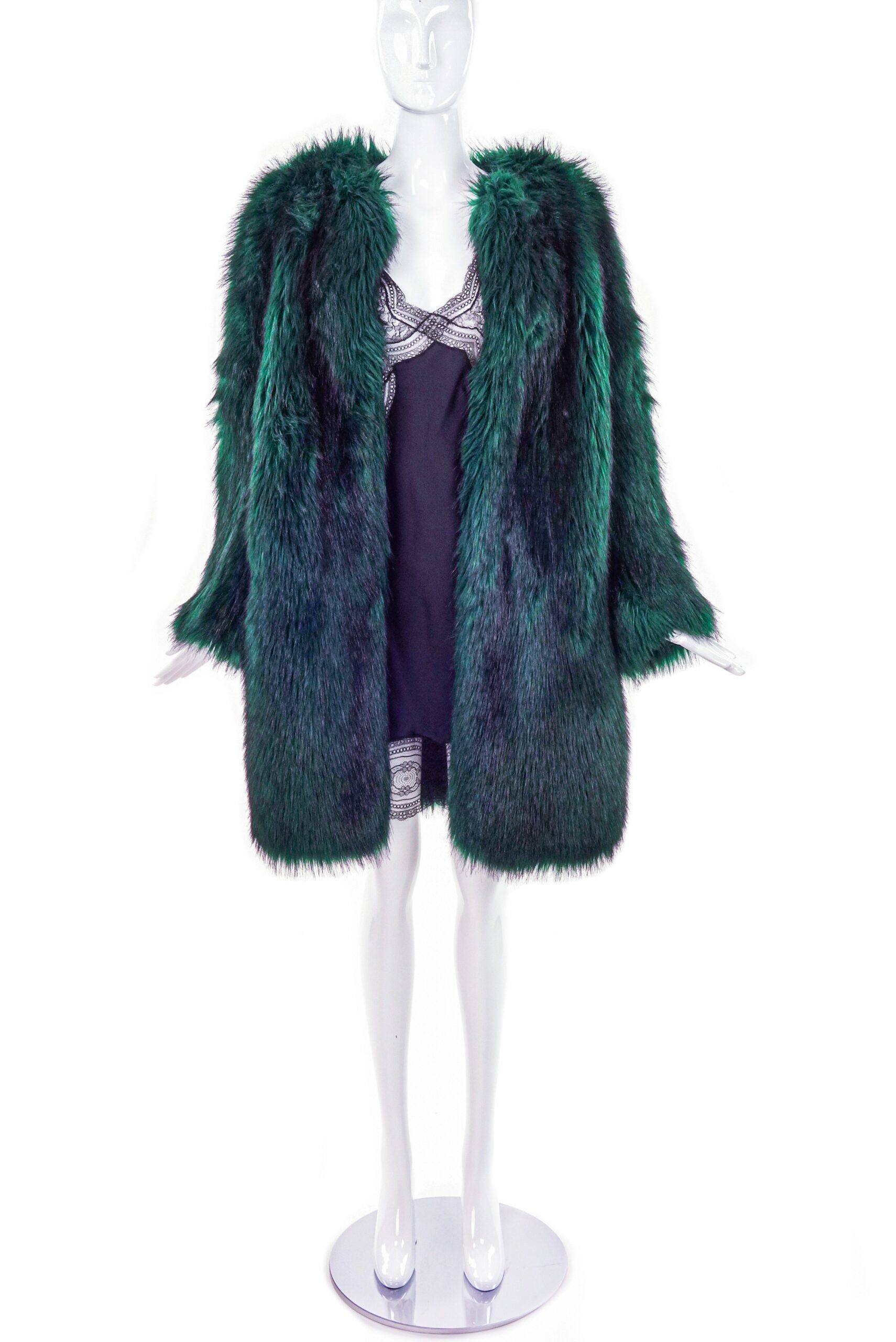 Dries Van Noten Emerald Green Faux Fur Coat Dries Van Noten Emerald Green Faux Fur Coat