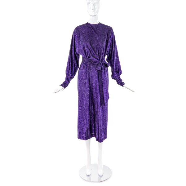 Giorgio Sant’ Angelo Purple Metallic Dress with Belt
