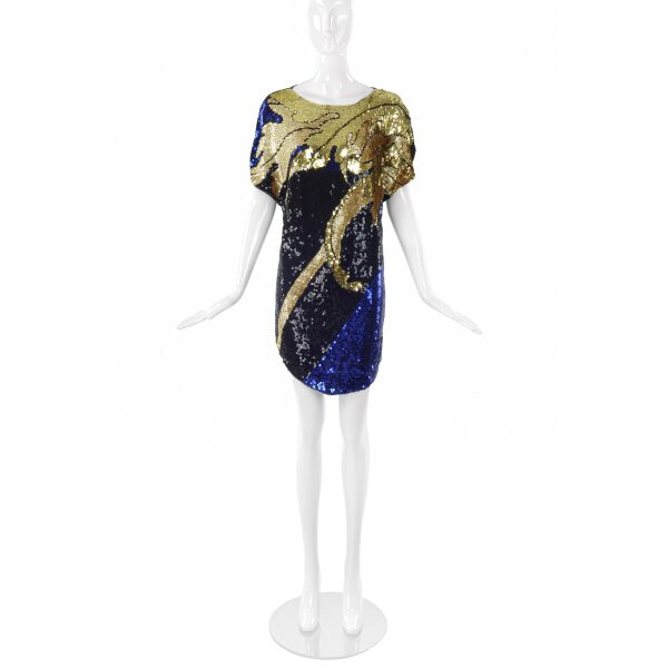 Pepper Pistol Gold and Blue Sequin Shirt Dress