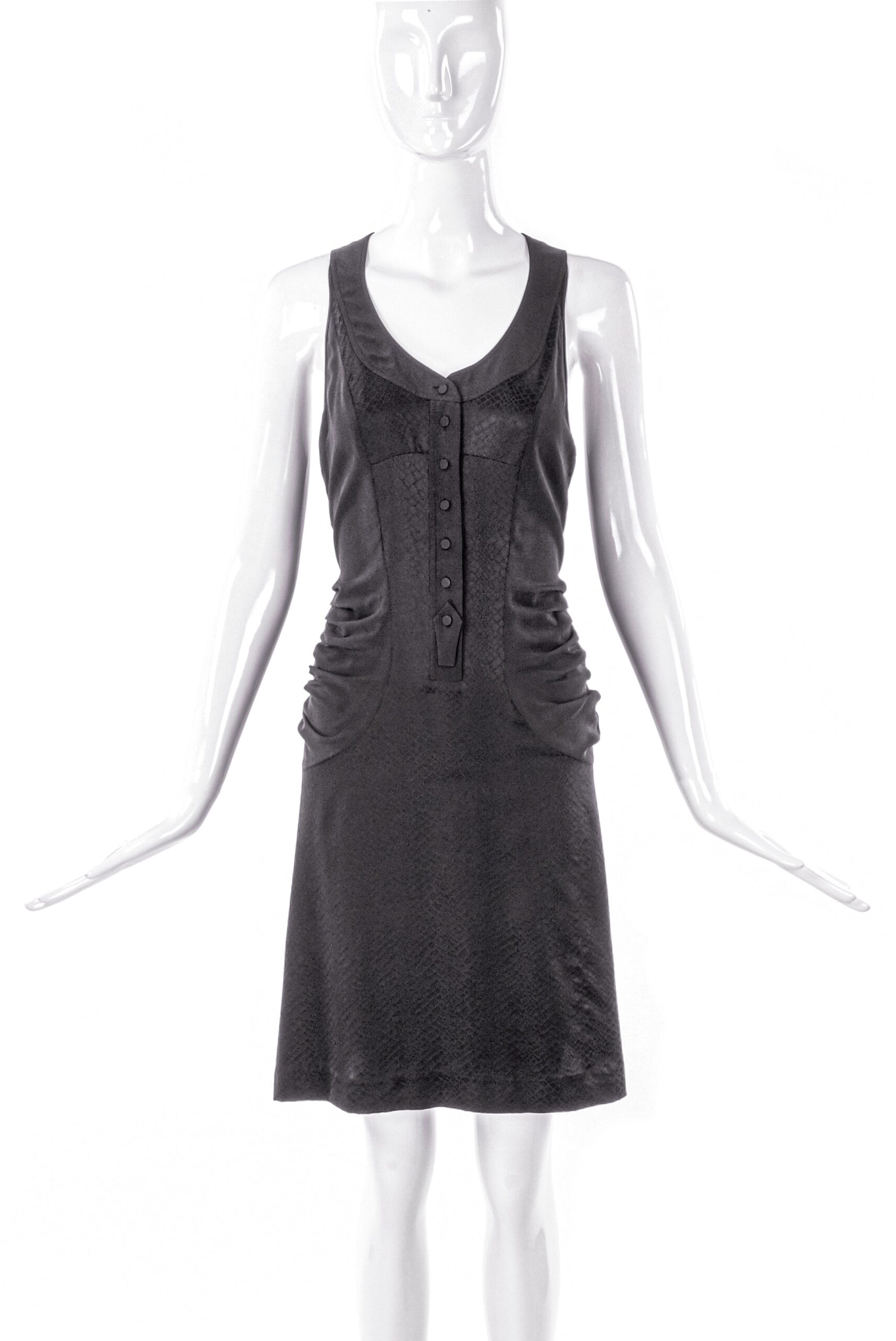Balenciaga Black Silk Snakeskin Print Shirt Dress Balenciaga Black Silk Snakeskin Print Shirt Dress