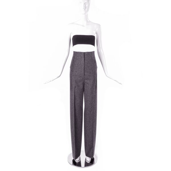 Yves Saint Laurent Grey Wool Fitted Menswear Trouser