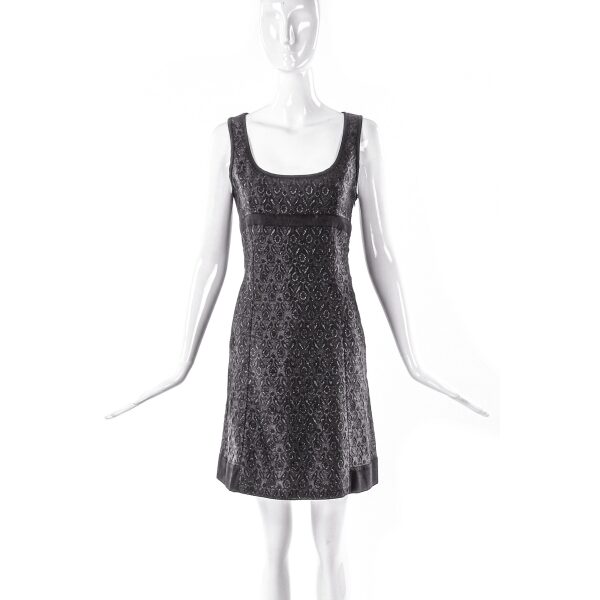 Miu Miu Black Shine Brocade Mini Shift Dress