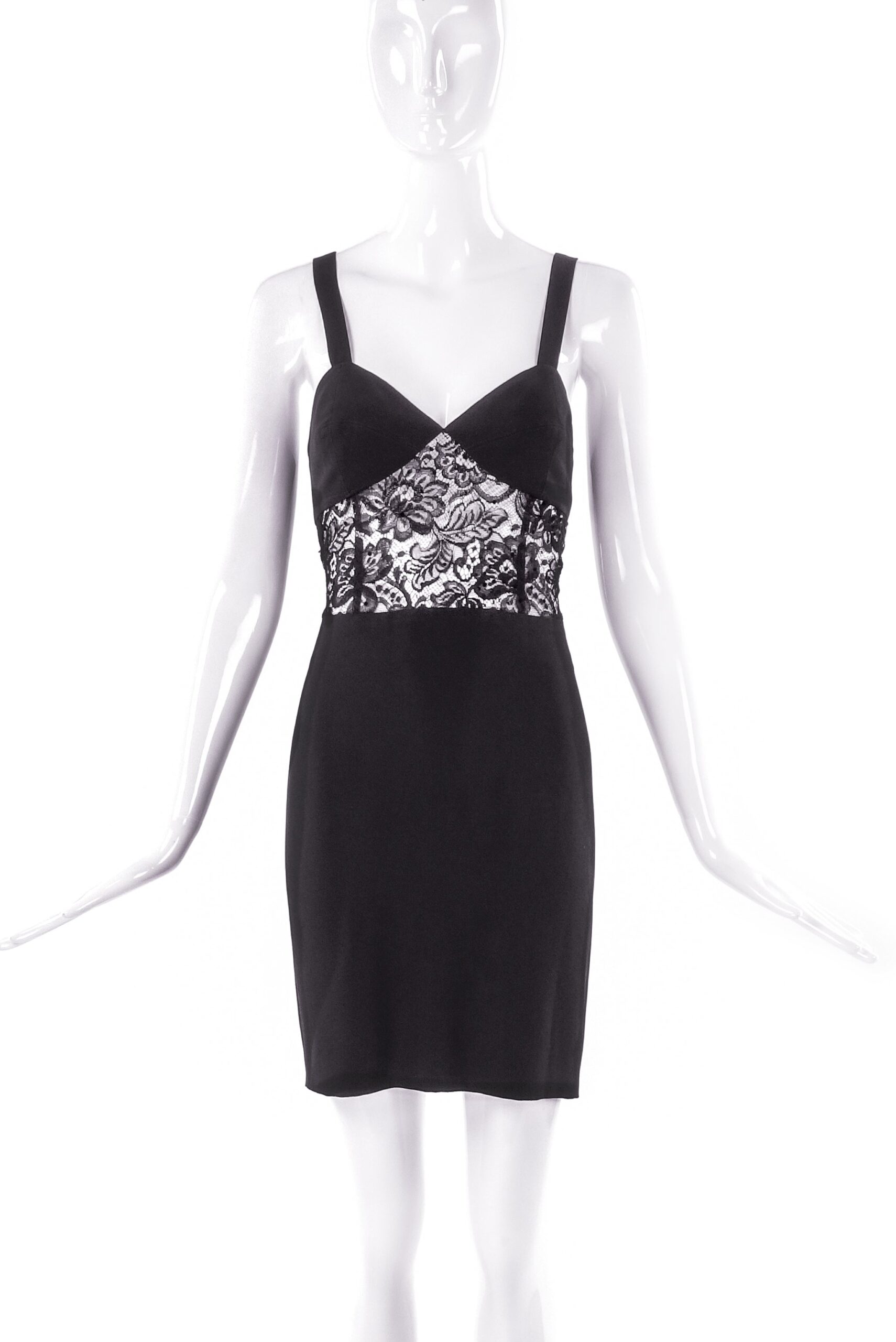 Sonia Rykiel Black Silk Negligee Dress with Lace Insert Sonia Rykiel Black Silk Negligee Dress with Lace Insert