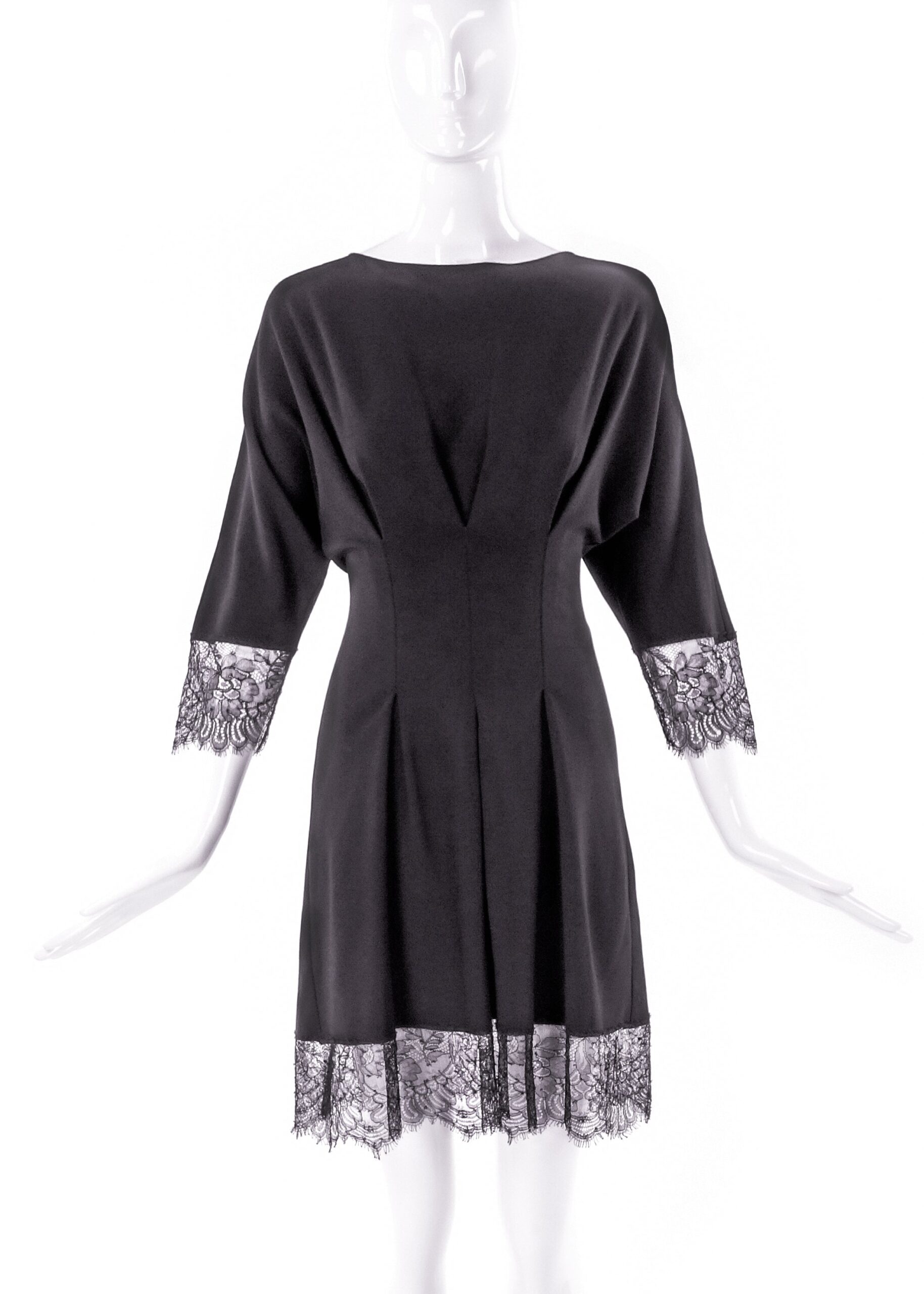 Francesco Scognamiglio Fit and Flare Black Dress with Lace Francesco Scognamiglio Fit and Flare Black Dress with Lace