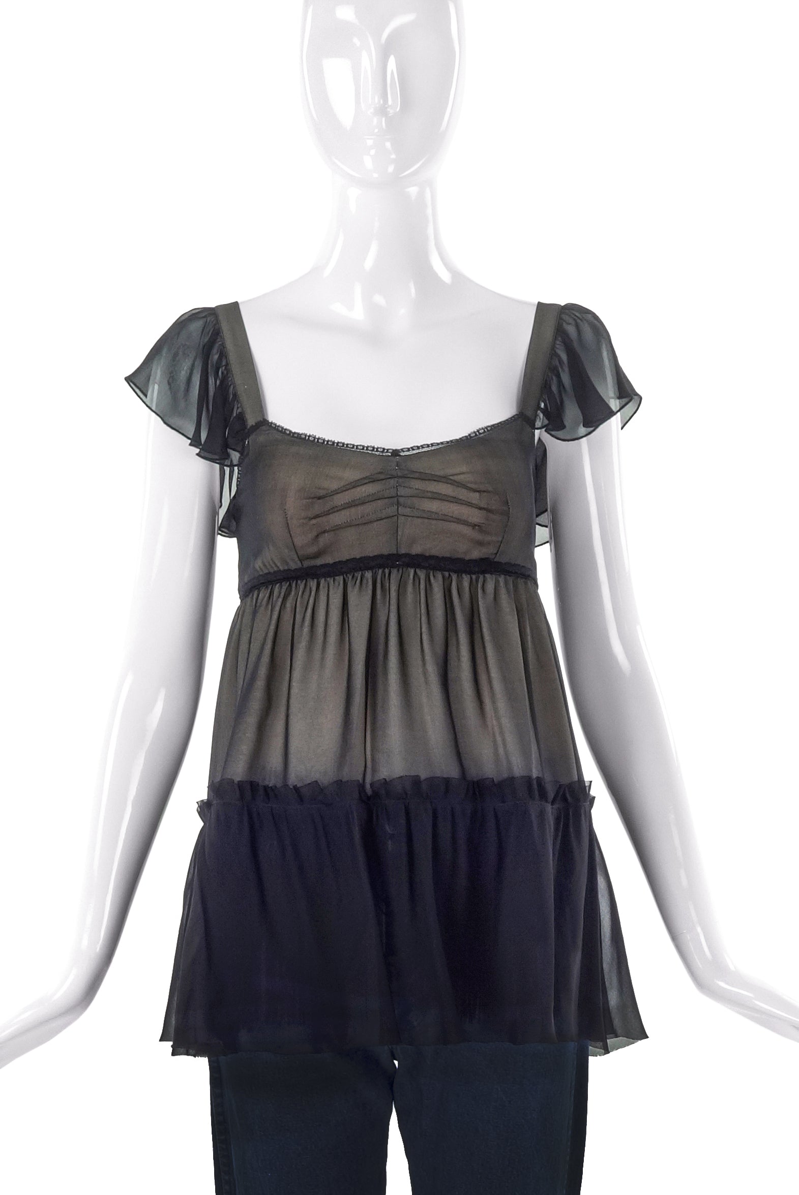 D&G by Dolce & Gabbana Black Chiffon Baby Doll Top D&G by Dolce & Gabbana Black Chiffon Baby Doll Top