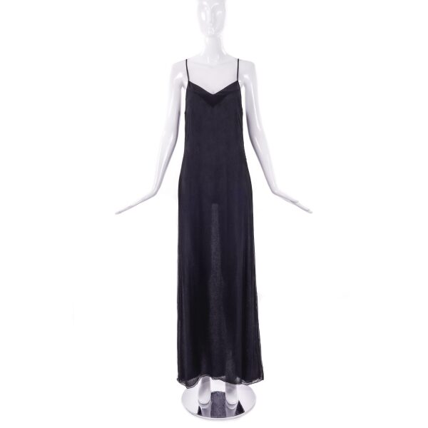 Prada Black Chiffon Maxi Negligee Slip Dress Gown