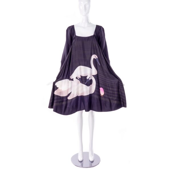 Sonia Rykiel Black Striped A Line Swan Dress