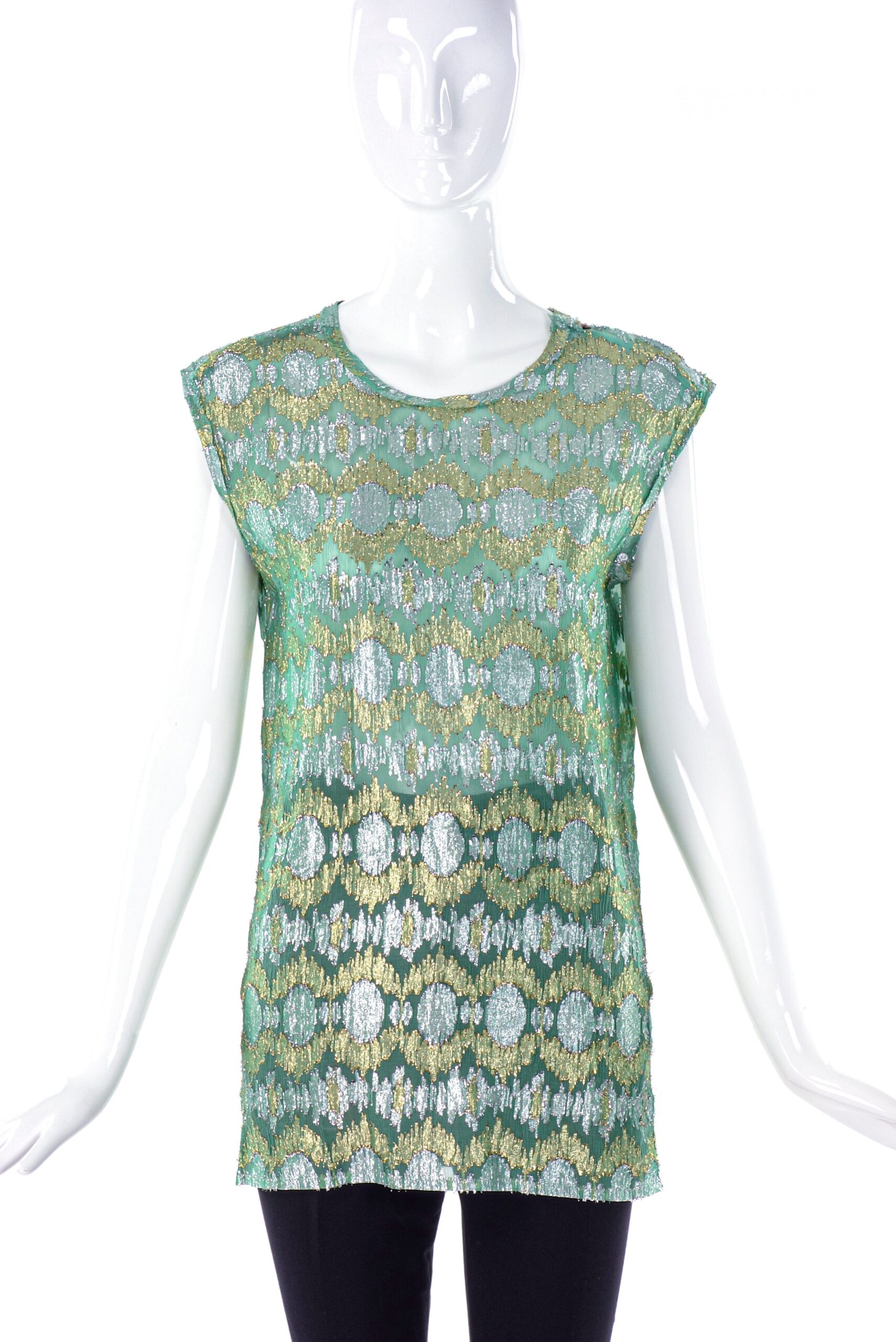 Lanvin Green and Gold Lamé Textured Tunic SS2014 Lanvin Green and Gold Lamé Textured Tunic SS2014
