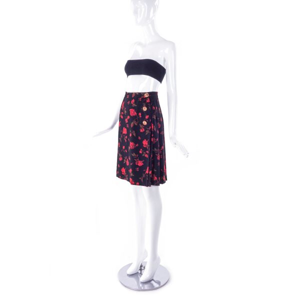 Yves Saint Laurent Rose Print Wrap Skirt