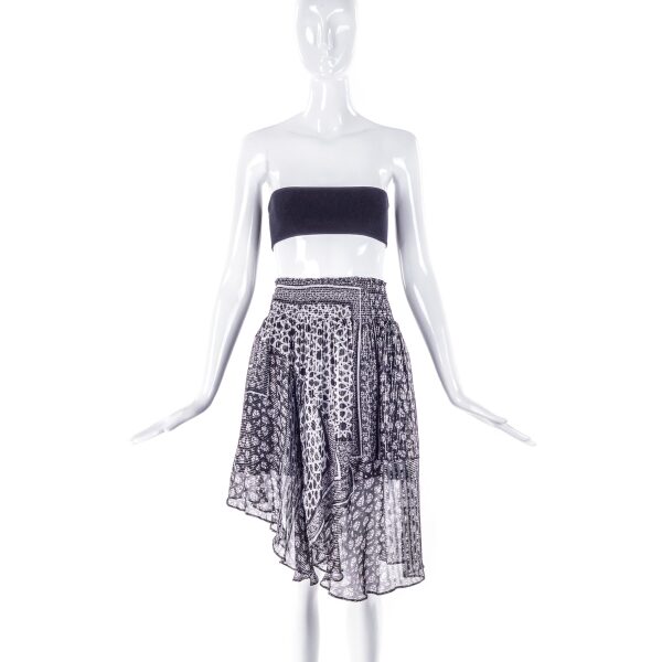 Preen by Thornton Bregazzi Grey Chiffon and Lurex Mulit Print Floral and Star PrintAsymmetrical Skirt