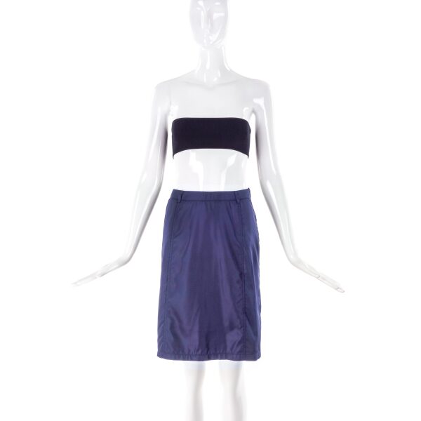 Prada Navy Nylon Pencil Skirt