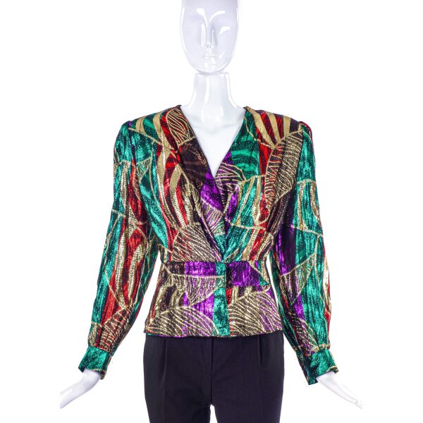 Anne Klein Lurex Print Disco Blouse