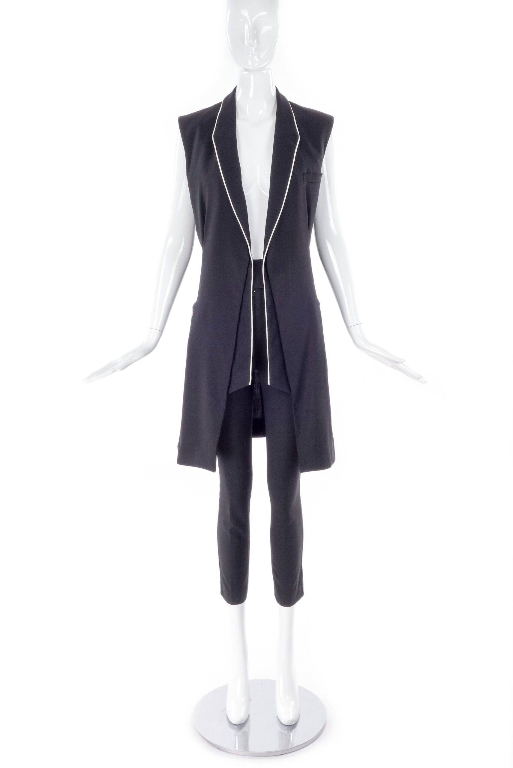 Balenciaga by Nicolas Ghesquière Black Vest with White Piping Spring 2007 Balenciaga by Nicolas Ghesquière Black Vest with White Piping Spring 2007