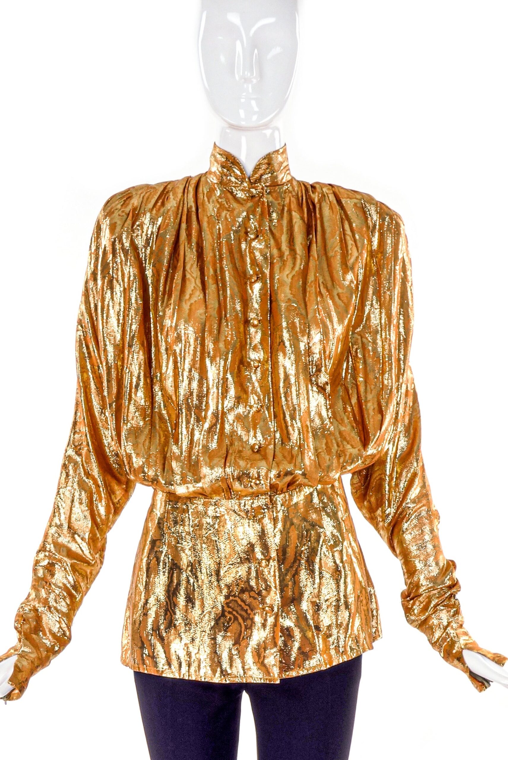 Oleg Cassini Orange Metallic Print Top Oleg Cassini Orange Metallic Print Top
