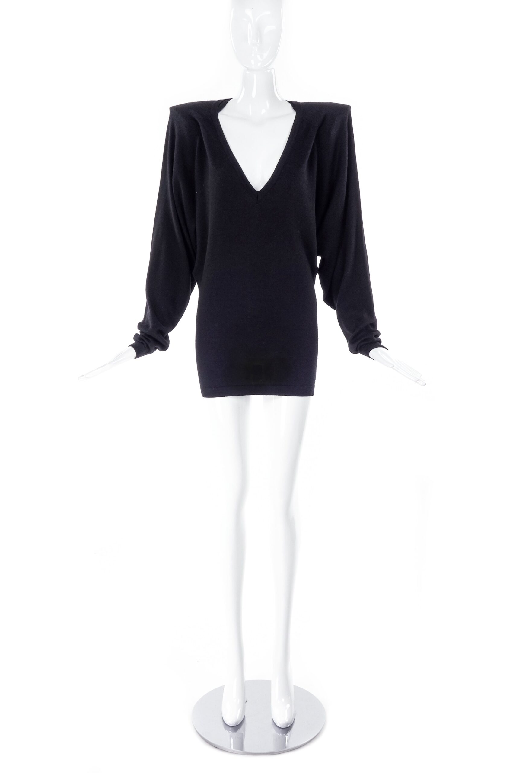 Maison Martin Margiela Pointed Shoulder Black V Neck Sweater Dress Maison Martin Margiela Pointed Shoulder Black V Neck Sweater Dress