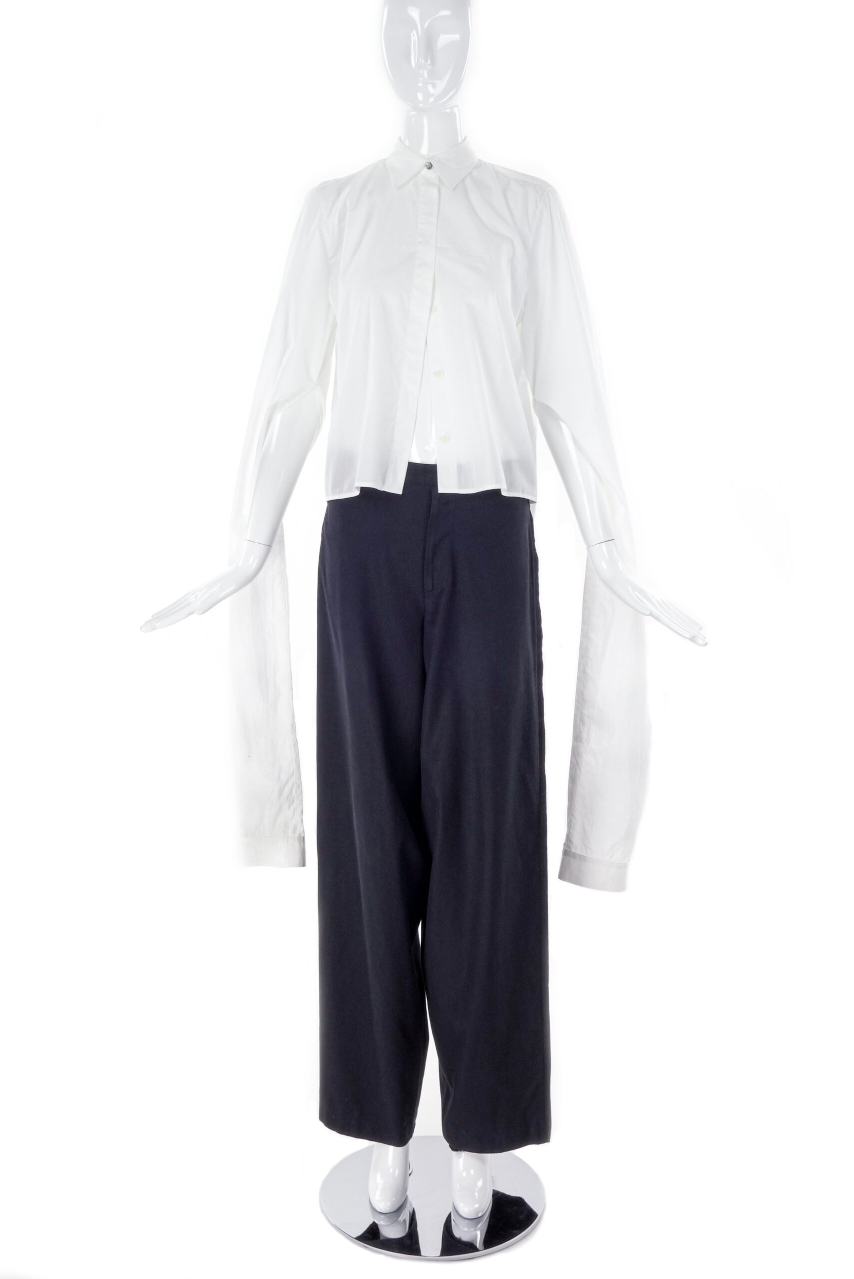 MM6 Margiela White Cotton Button Up Shirt with Elongated Sleeve MM6 Margiela White Cotton Button Up Shirt with Elongated Sleeve