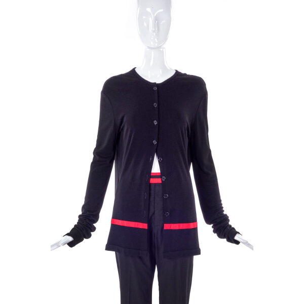 Helmut Lang Black Cardigan with the Red Stripe SS1997
