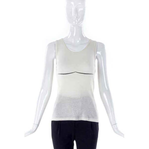 Helmut Lang Ribbed Tank Top with Graphic Boob Accent Line