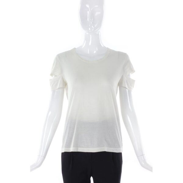 Helmut Lang White Cut-Out Detail Sleeve T-shirt