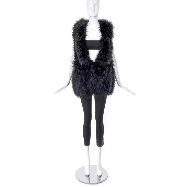 Sonia Rykiel Black Marabou Plume Feather Vest