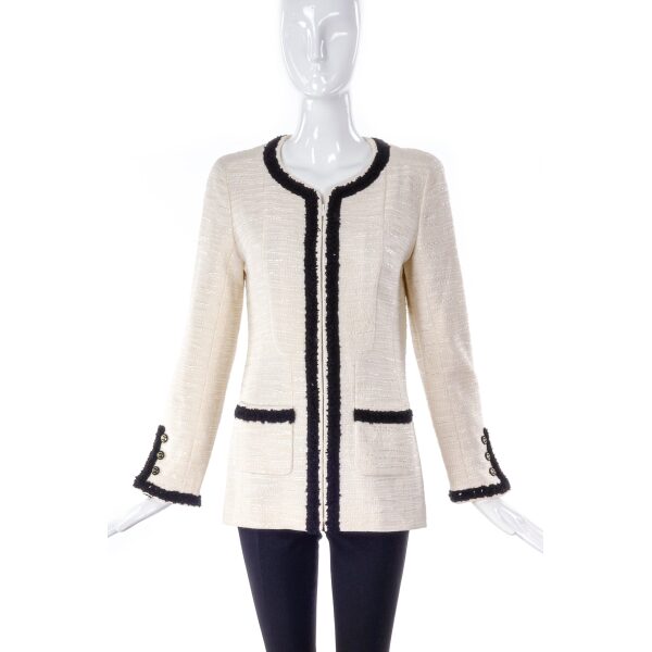 Chanel Ivory and Black Tweed Jacket