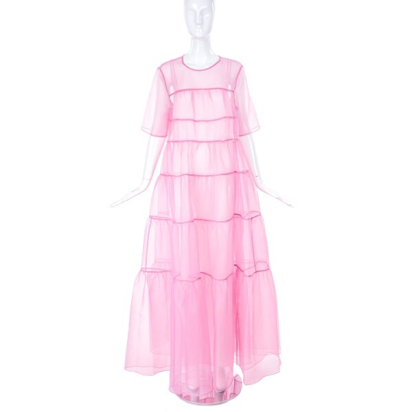 Staud Pale Pink Tiered Chiffon MuMu Gown with Matching Slip Dress